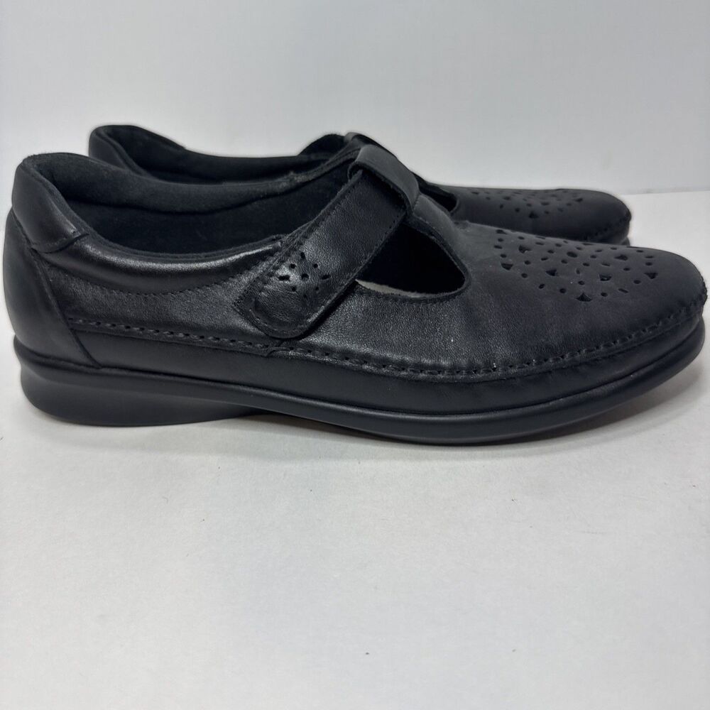 SAS Willow Mary Jane Shoe Womens 9.5 M Black Leather T Strap Comfort Loafer - Picture 3 of 8